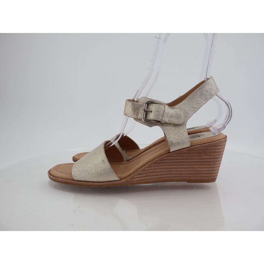 Sofft Garin Sandals Womens Size 11 Gold Metallic Leather Wedge Slingback - Picture 3 of 13